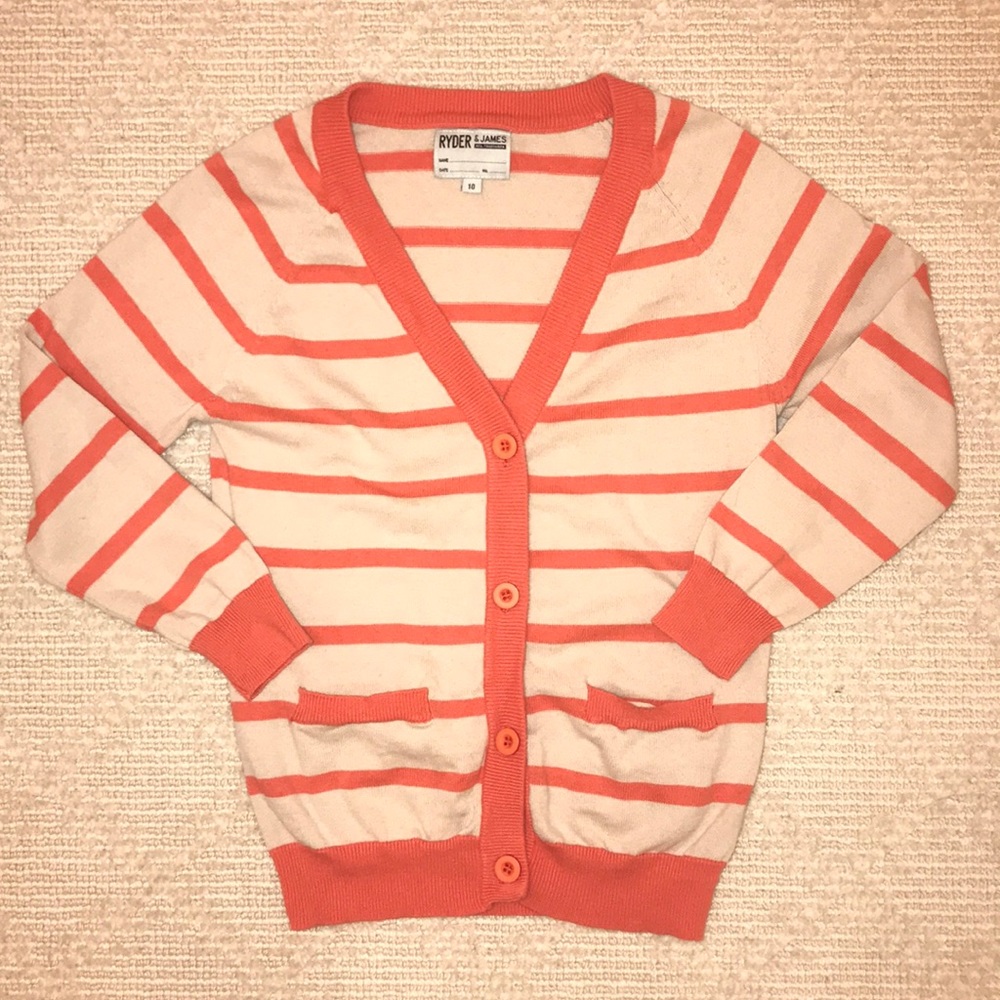 Kids Striped Cotton Cardigan with pockets.